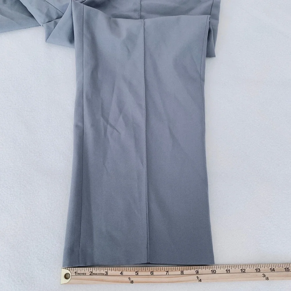 Haband Dress Pants Men 40x28 Blue Gray Flat Front Straight Leg Permanent Crease